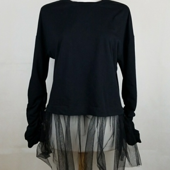 Anthropologie Moelleux Tulle Hem Top Black Small - Picture 1 of 6